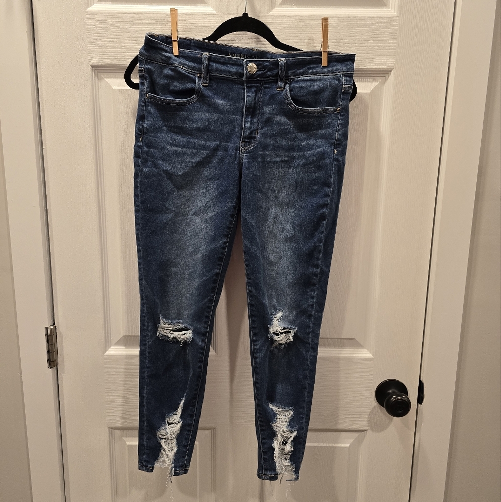 American Eagle Outfitters Dark Blue Jegging Crop Jeans